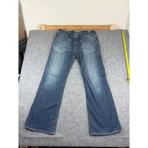 Big Star Voyager Mens Bootcut Jeans 34x32 Blue Distressed 5 Pocket Stretch Denim